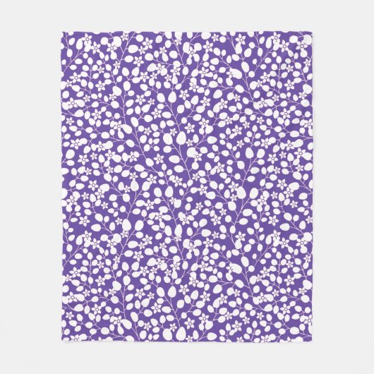 Moderne Lila Blume mit Blumenzweigen Fleecedecke (Vorderseite)
