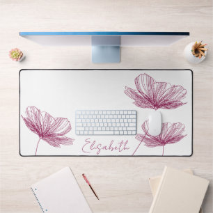 Moderne Lila Blume Zeichne Niedlich Boho Girly Whi Schreibtischunterlage
