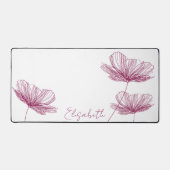 Moderne Lila Blume Zeichne Niedlich Boho Girly Whi Schreibtischunterlage (Vorderseite)