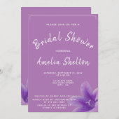 Moderne Lila Blumen Blumen Brautparty Einladung (Vorne/Hinten)