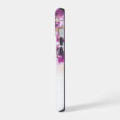 Moderne Lila Blumen iPhone 15 Hülle (Linke Seite)