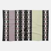 Moderne lila Blumen und Streifen Geschirrtuch (Horizontal)
