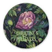 Moderne, lila Blumendekoration Keramikknauf (Vorderseite)