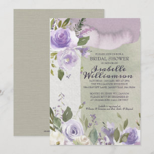 Moderne Lila Blumendusche Einladung