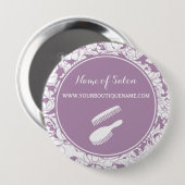 Moderne Lila Blumenhaare und Beauty-Boutique Button (Vorne & Hinten)