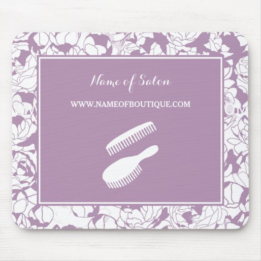 Moderne Lila Blumenhaare und Beauty-Boutique Mousepad (Vorne)