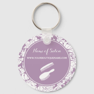 Moderne Lila Blumenhaare und Beauty-Boutique Schlüsselanhänger