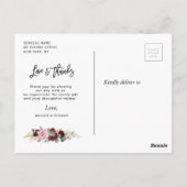 Moderne lila Blumenhochzeit Dank Fotokarte Postkarte (Rückseite)