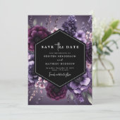 Moderne Lila Blumenhochzeit Save The Date (Stehend Vorderseite)