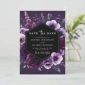 Moderne Lila Blumenhochzeit Save The Date (Stehend Vorderseite)