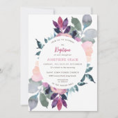 Moderne Lila Blumentaufe Einladung (Vorderseite)