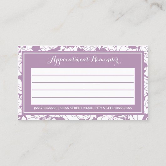 Moderne Lila Blumenzettel Erinnerung Terminkarte (Rückseite)