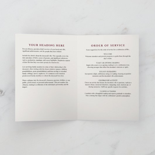 Moderne Lila Blüte in der Gedächtnisbeerdigung Programm (Innenseite)