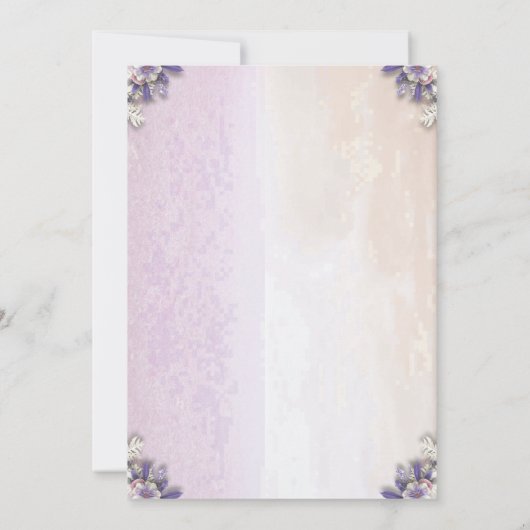 Moderne Lila Blütendusche Einladung (Rückseite)