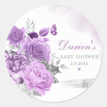 Moderne Lila Blütenfarbe Girl Babydusche