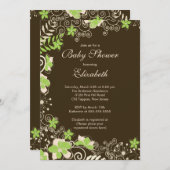 Moderne Lila Blütenfeder-Babydusche Einladung (Vorne/Hinten)