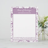 Moderne Lila Blütenmädchen Schönheit Boutique Briefbogen (Stehend Vorderseite)