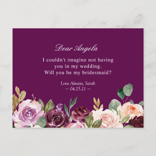 Moderne Lila Blütenpracht ist mein Vorschlag für e Einladungspostkarte (Rückseite)