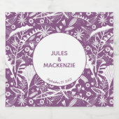 Moderne Lila botanische Hochzeit Alkoholflaschenetikett (Einzelnes Label)