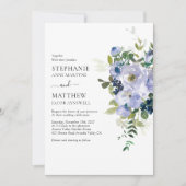 Moderne Lila Botanische Hochzeit im Wasserfarbenbe Einladung (Vorderseite)