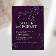 Moderne Lila Botanische Hochzeit mit Flora