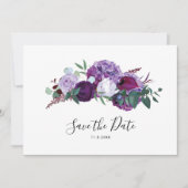 Moderne Lila botanische Schrift Save The Date (Vorderseite)