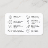 Moderne Lila Botox Aftercare Card Visitenkarte (Rückseite)