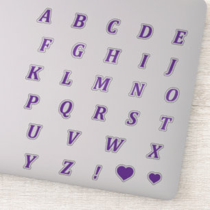 Moderne Lila Briefe   Monogram Alphabet Stickers Aufkleber