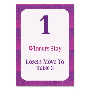 Moderne Lila Bunco-Tischkarte Tischnummer