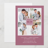 Moderne Lila Cassis FotoCollage Save the Date (Vorne/Hinten)