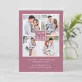 Moderne Lila Cassis FotoCollage Save the Date (Stehend Vorderseite)