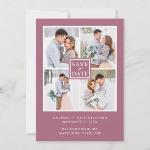 Moderne Lila Cassis FotoCollage Save the Date