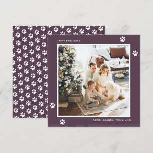 Moderne Lila Cat Dog Besitzer Foto Weihnachtskarte Feiertagskarte
