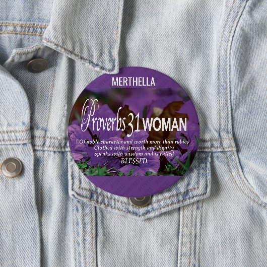 Moderne Lila Christliche PROVERBS 31 Button (Beispiel)