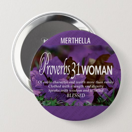 Moderne Lila Christliche PROVERBS 31 Button (Vorne & Hinten)