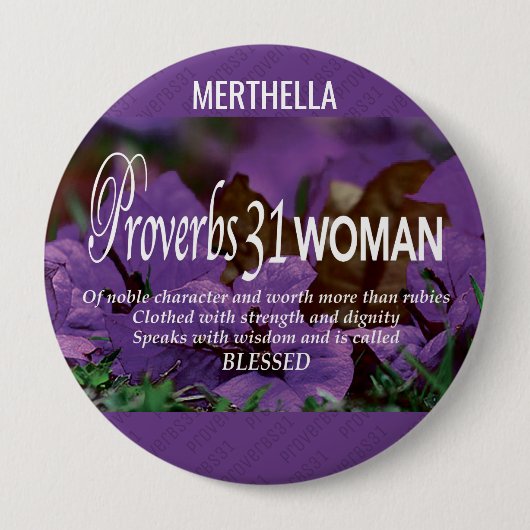 Moderne Lila Christliche PROVERBS 31 Button (Vorderseite)