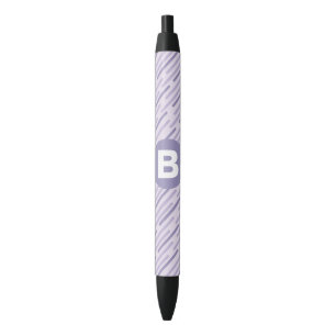 Moderne lila diagonale Streifen Monogramm Kugelschreiber