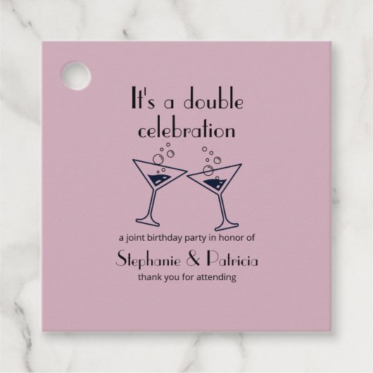 Moderne Lila Doppelfeier Geburtstag Geschenkanhänger (Vorderseite)