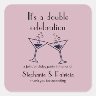 Moderne Lila Doppelfeier Geburtstag Quadratischer Aufkleber