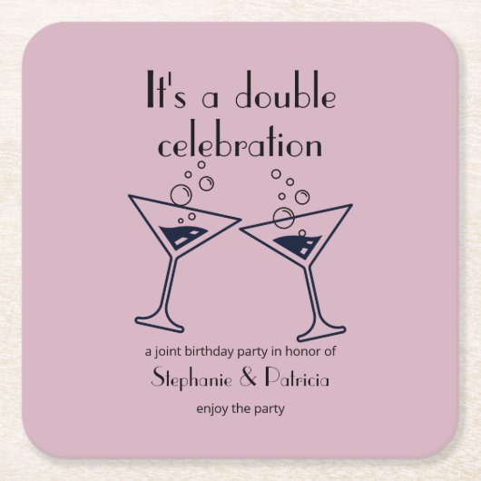 Moderne Lila Doppelfeier Geburtstag Rechteckiger Pappuntersetzer (Vorderseite)