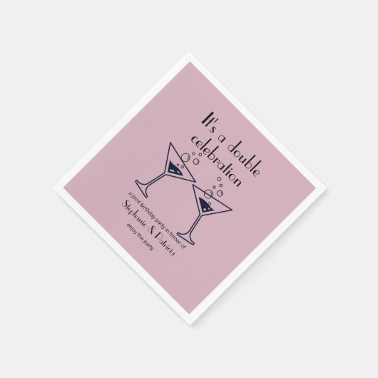Moderne Lila Doppelfeier Geburtstag Serviette (Ecke)