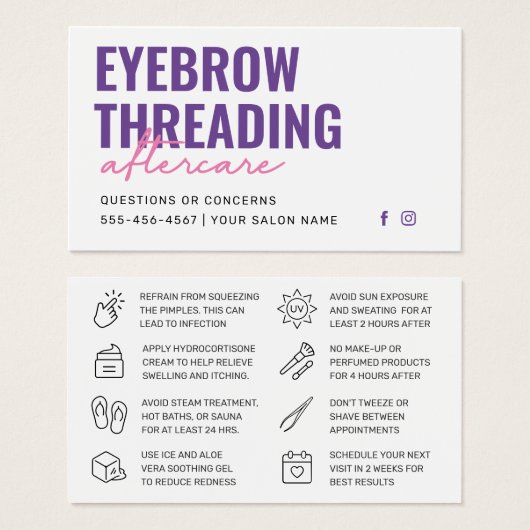 Moderne Lila, einfache Eyebrow-Threading-Nachsorge (Vorne & Hinten)