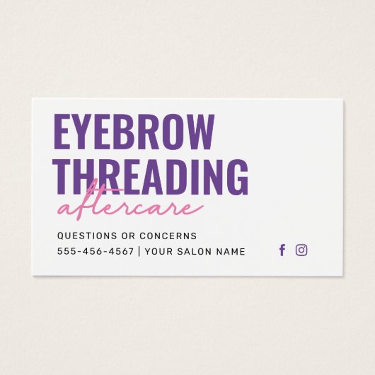 Moderne Lila, einfache Eyebrow-Threading-Nachsorge (Vorderseite)