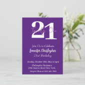 Moderne Lila Einladungen zum 21. Geburtstag (Stehend Vorderseite)