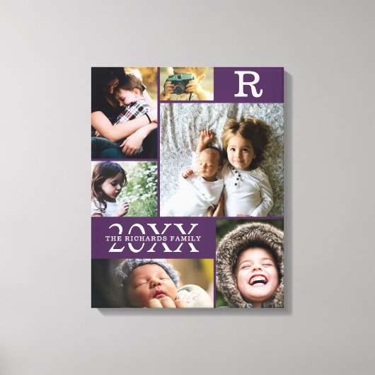 Moderne Lila Farbblöcke 6 FotoCollage Leinwanddruck (Vorderseite)