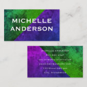 Moderne Lila Farbblöcke in Grün Visitenkarte (Vorne/Hinten)