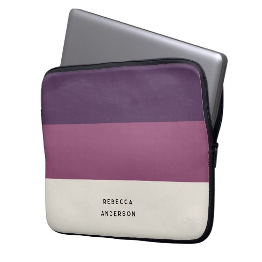 Moderne Lila Farbblockstreifen Laptopschutzhülle (Vorderseite Links)
