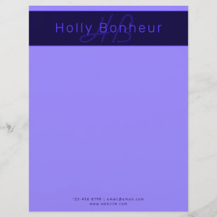 Moderne Lila Farben Cooler Name und Monogramm Briefbogen