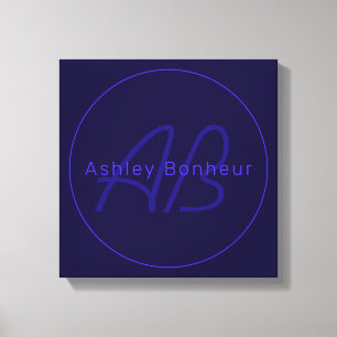 Moderne Lila Farben   Cooler Name und Monogramm Leinwanddruck