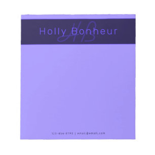 Moderne Lila Farben Cooler Name und Monogramm Notizblock